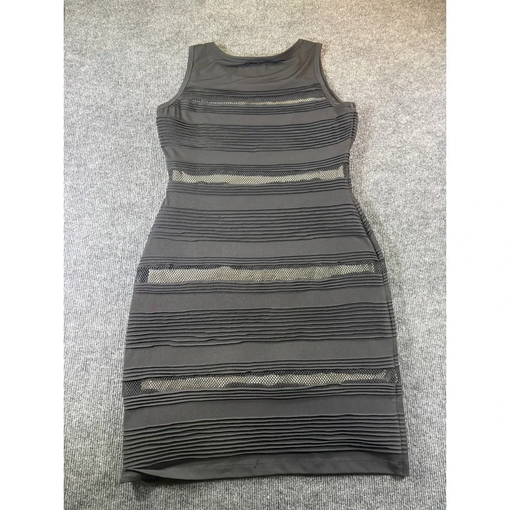 Calvin Klein Womens Black Pleated Mesh Panel Sheath‎ Dress CDUG4811 Size 10